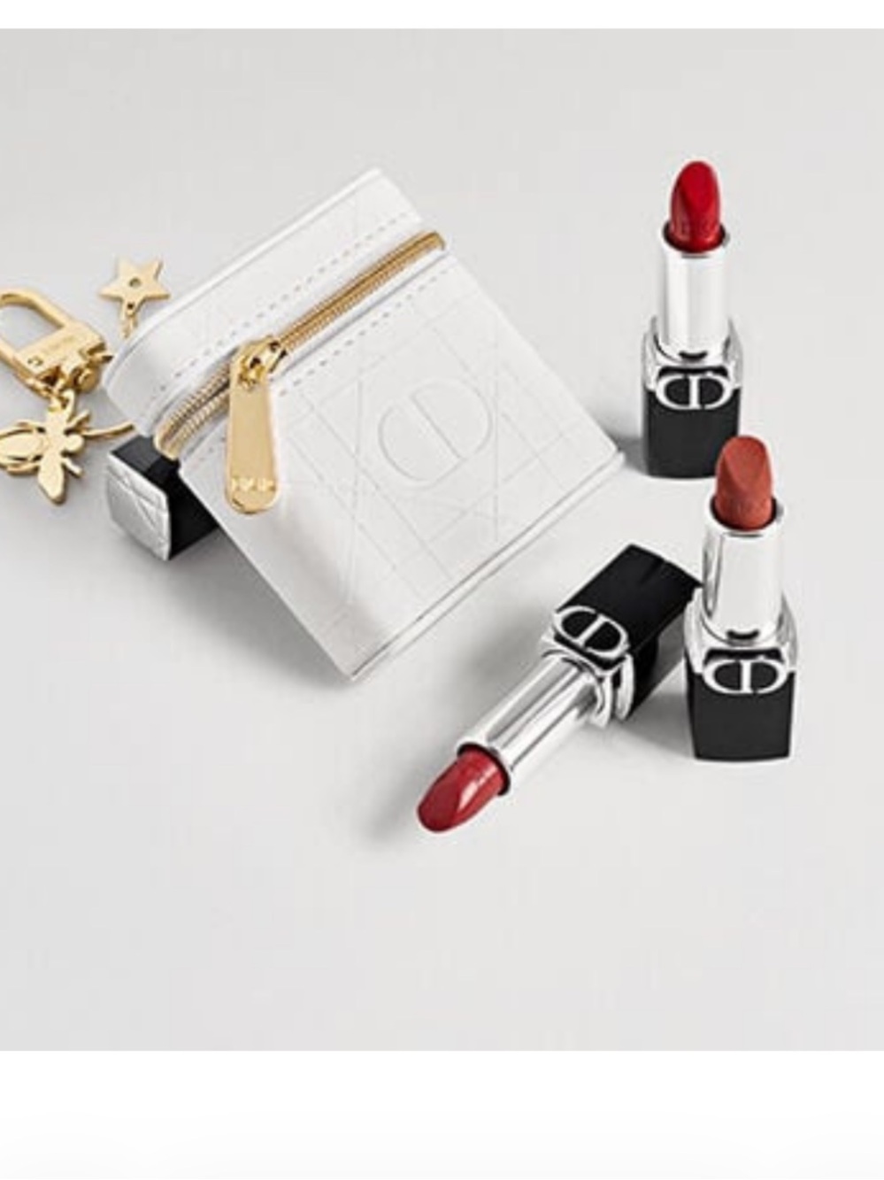 Dior White Lipstick Case with 3 Lipsticks